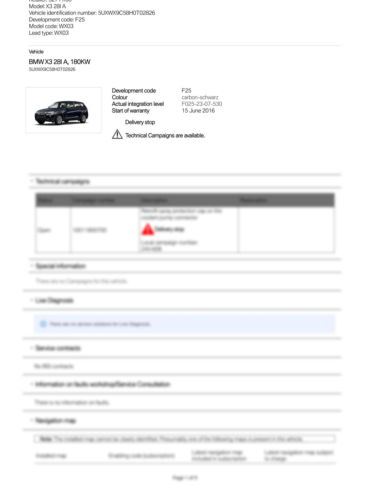 Service History Report VIN 5UXWX9C58H0T02826