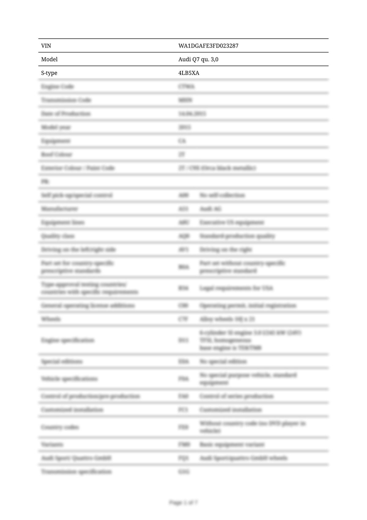 Build Sheet VIN WA1DGAFE3FD023287