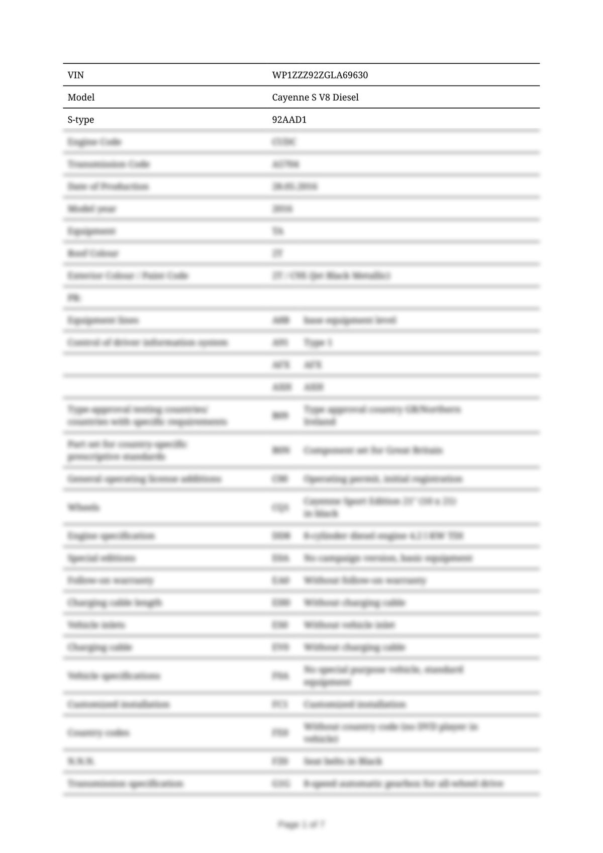 Build Sheet VIN WP1ZZZ92ZGLA69630