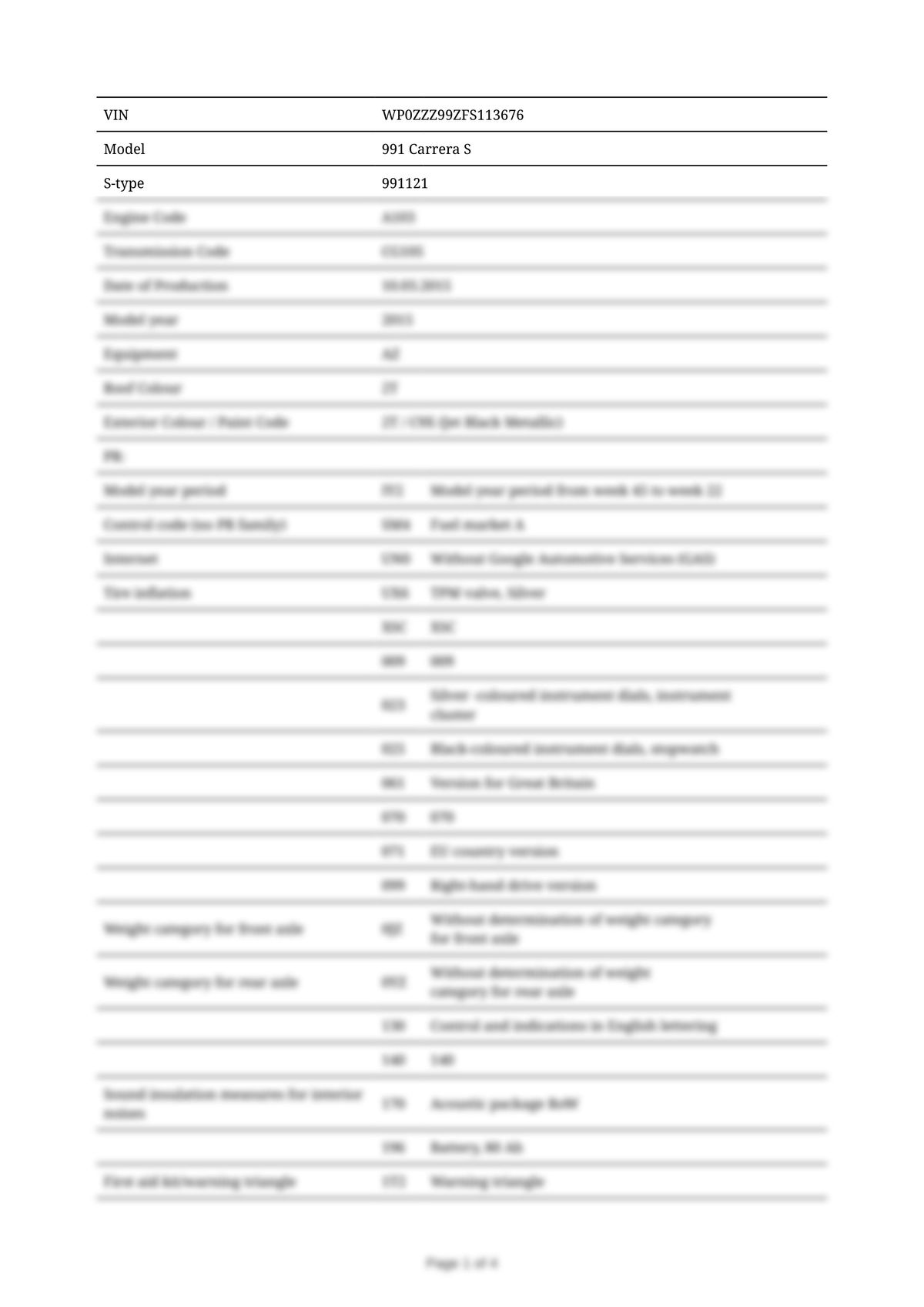 Build Sheet VIN WP0ZZZ99ZFS113676