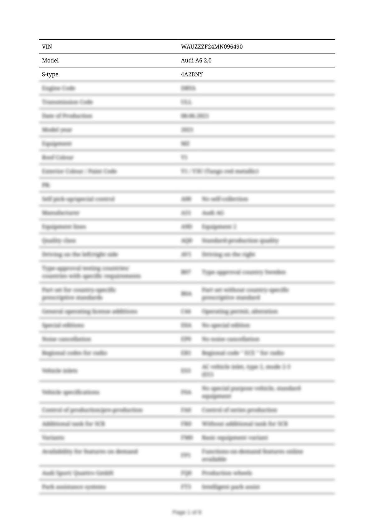 Build Sheet VIN WAUZZZF24MN096490