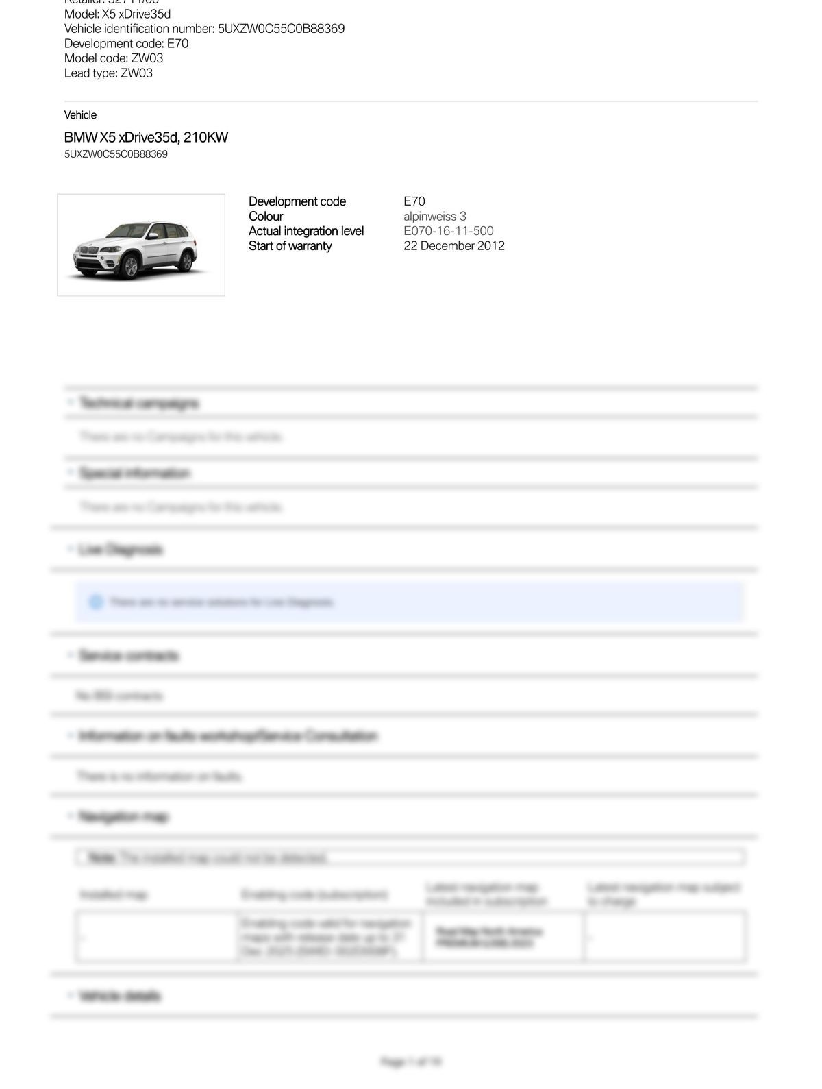 Service History Report VIN 5UXZW0C55C0B88369