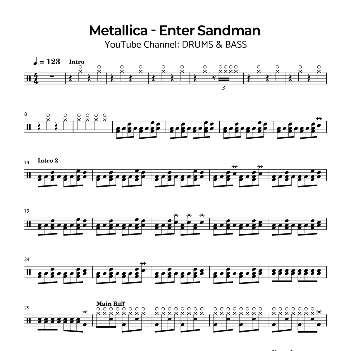Metallica - Enter Sandman | Sheet Music PDF & GP Files