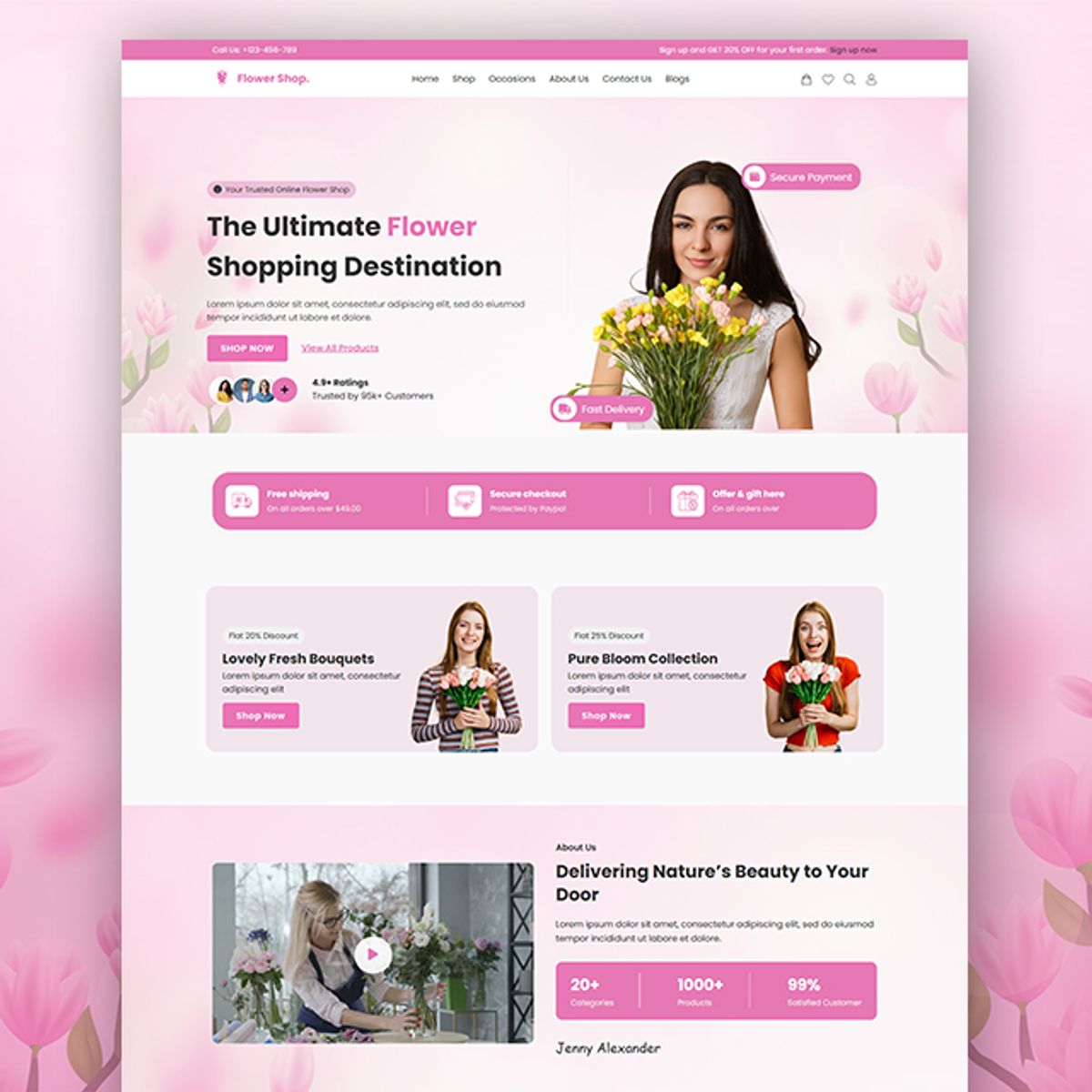 Create A Responsive E-Commerce Flower Shop Website Design Using Pure ...