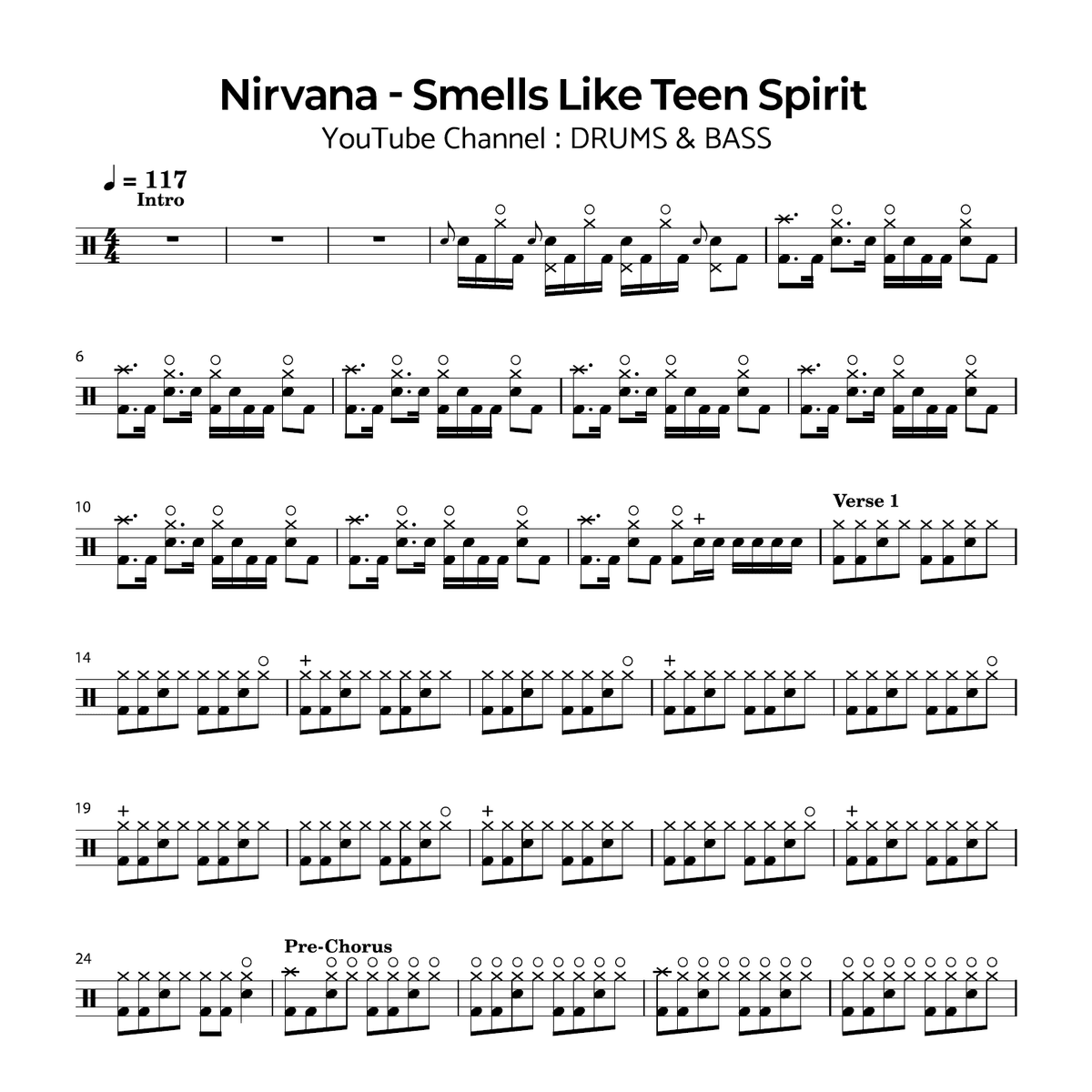 Nirvana - Smells Like Teen Spirit | Sheet Music PDF & GP Files