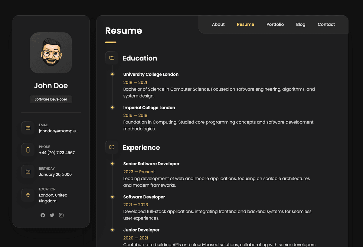 Professional Portfolio Template - "DevFolio Pro"