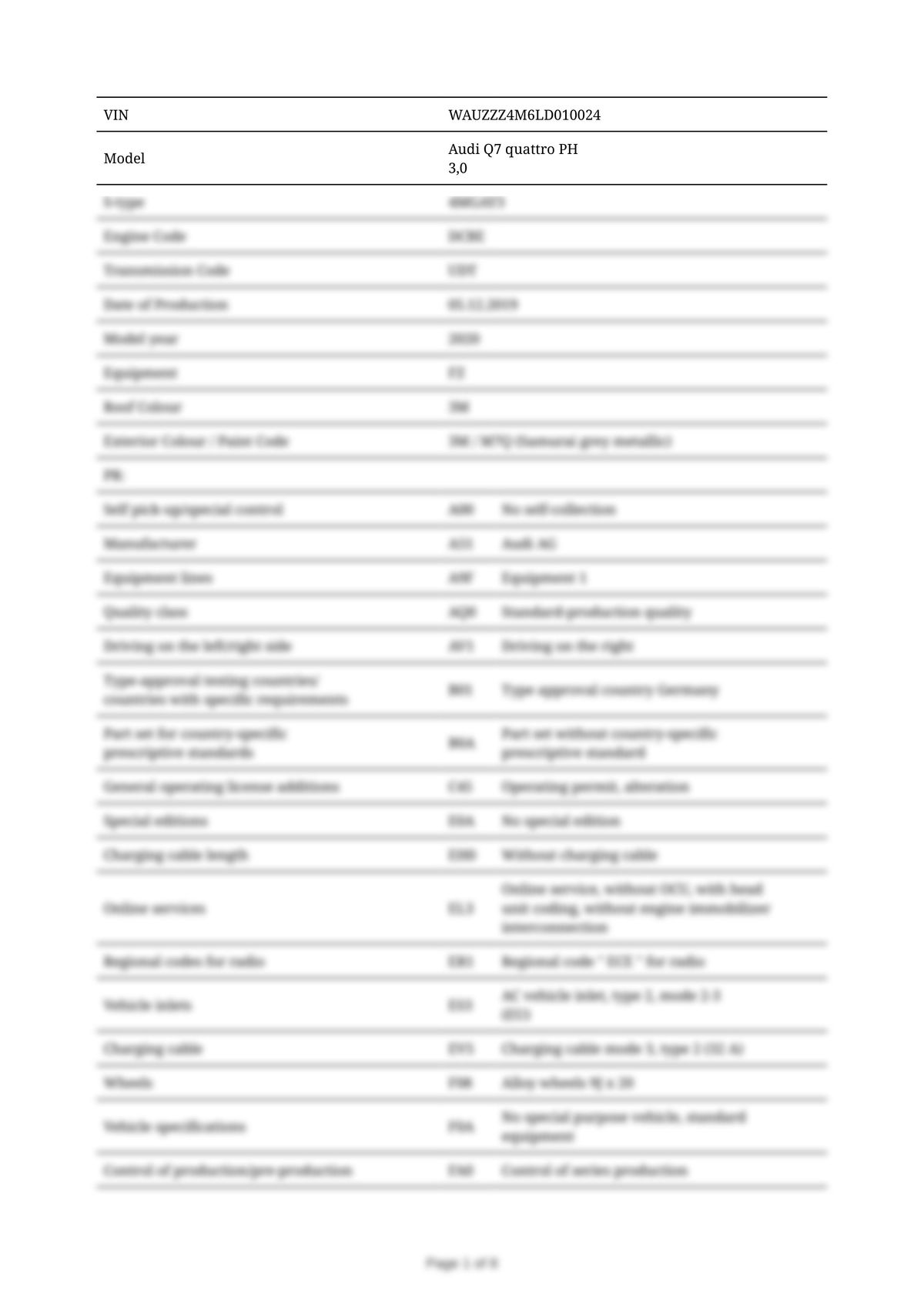 Build Sheet VIN WAUZZZ4M6LD010024