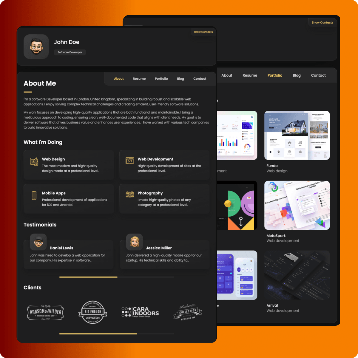 Professional Portfolio Template - "DevFolio Pro"