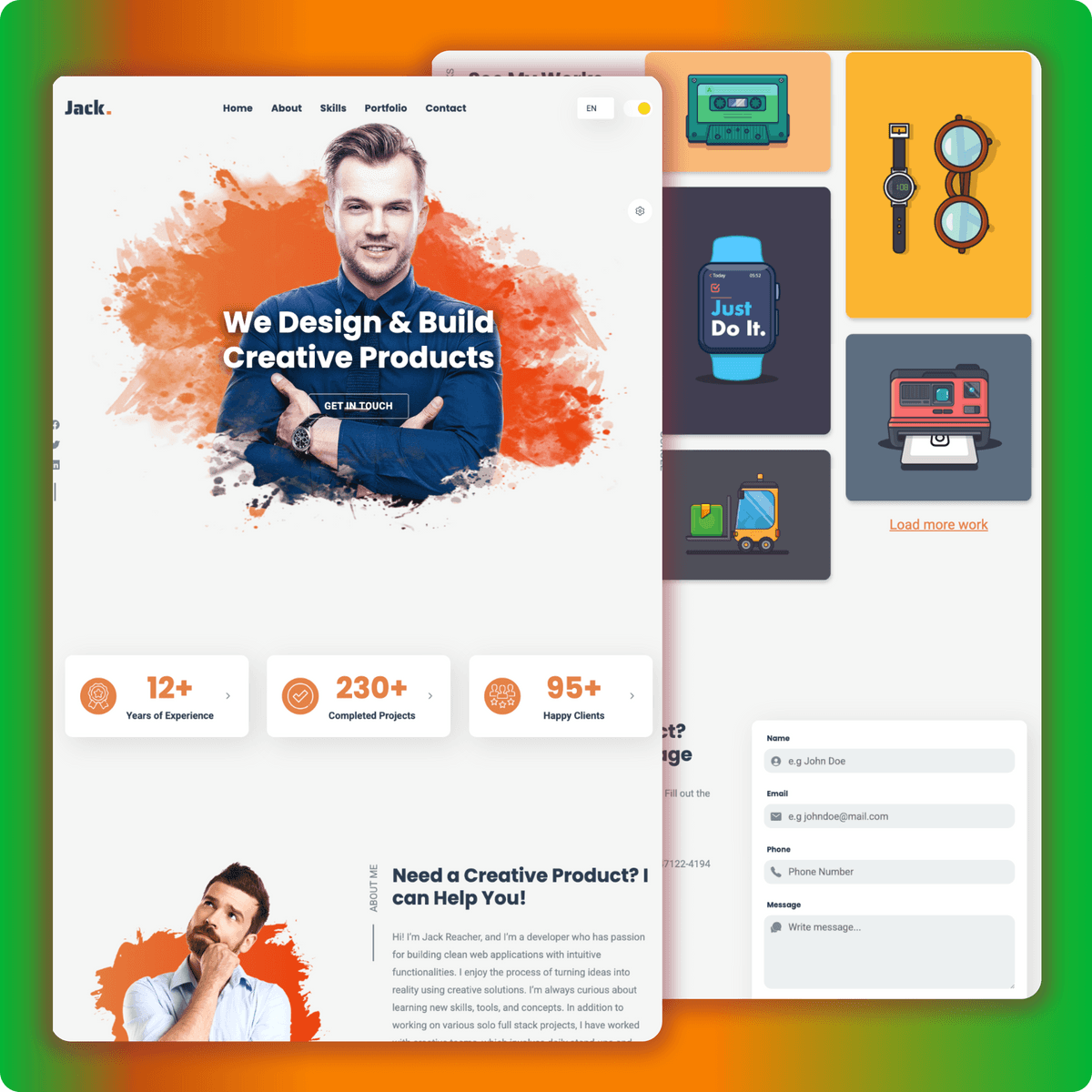 Responsive Portfolio Website with Multi-Theme Support
