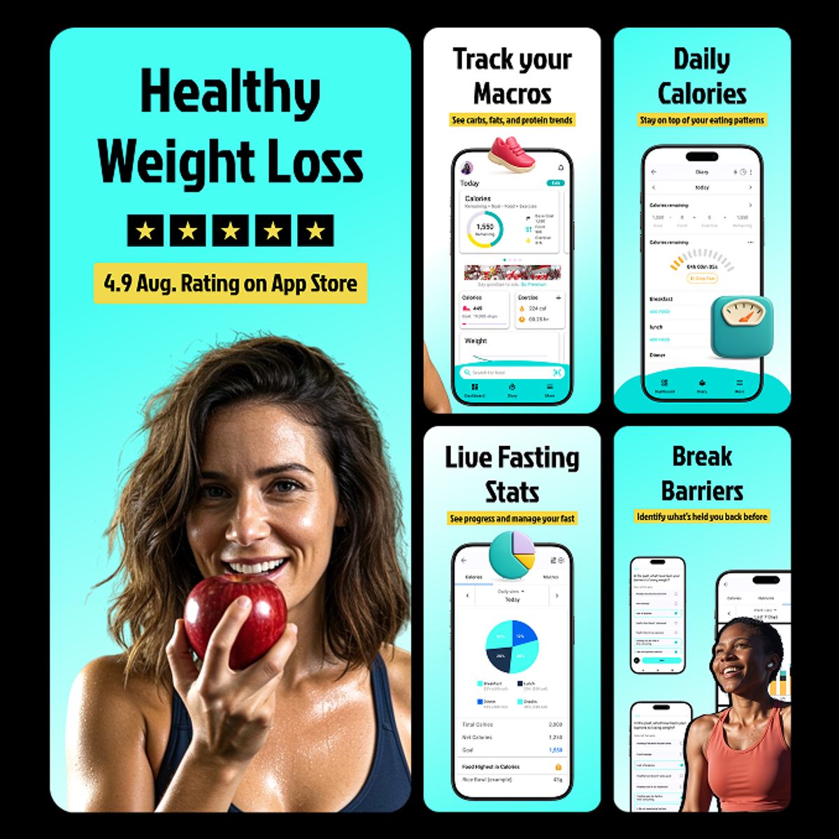 Healthy Weight Loss App Screenshots AppMockUp Studio Template