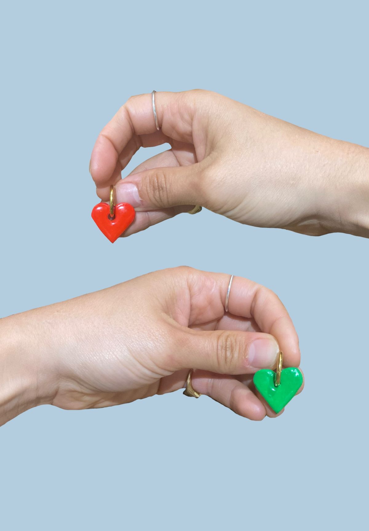 Pendientes amada en rojo y verde