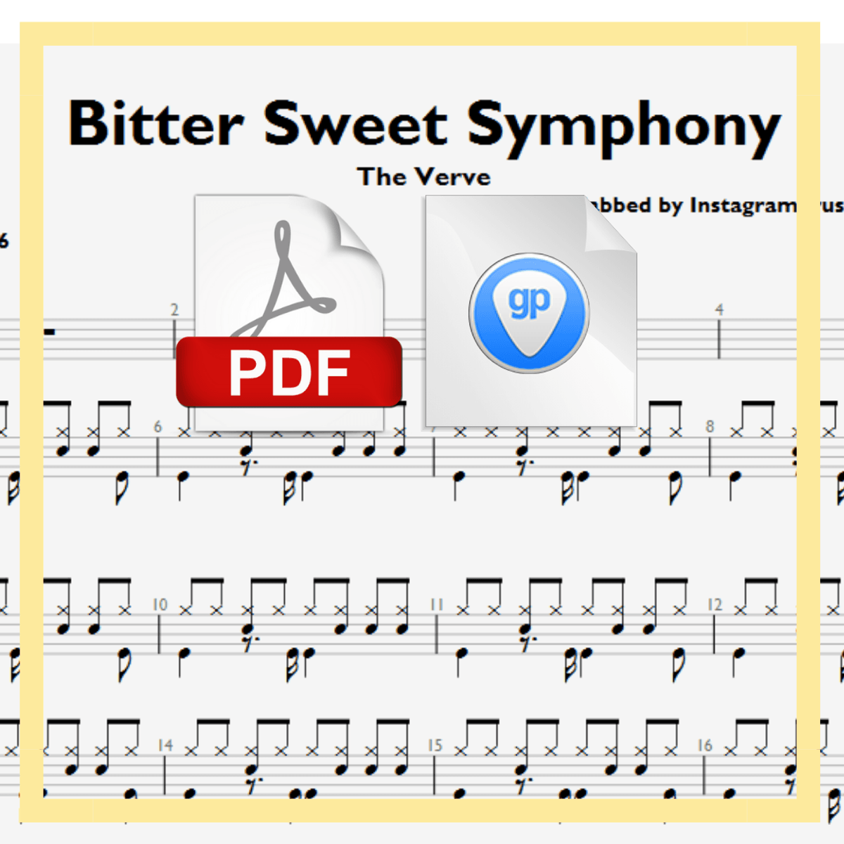 🎶DRUM SHEETS🎶  The Verve - Bitter Sweet Symphony