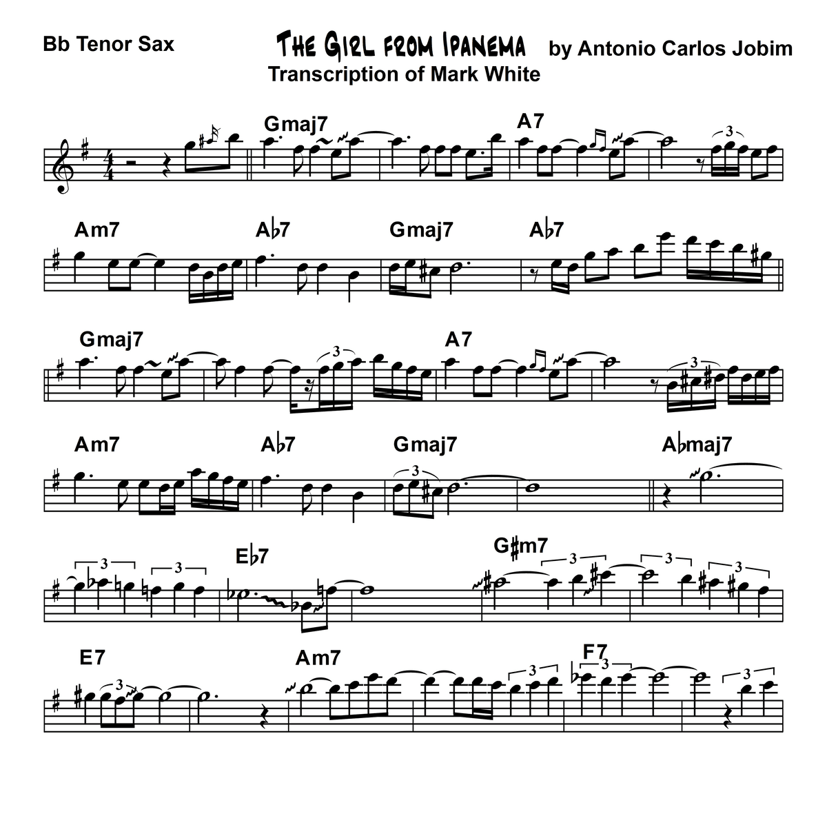 THE GIRL FROM IPANEMA - XML File - Transcription