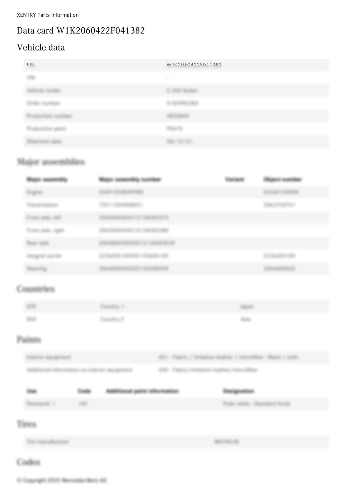 Build Sheet VIN W1K2060422F041382