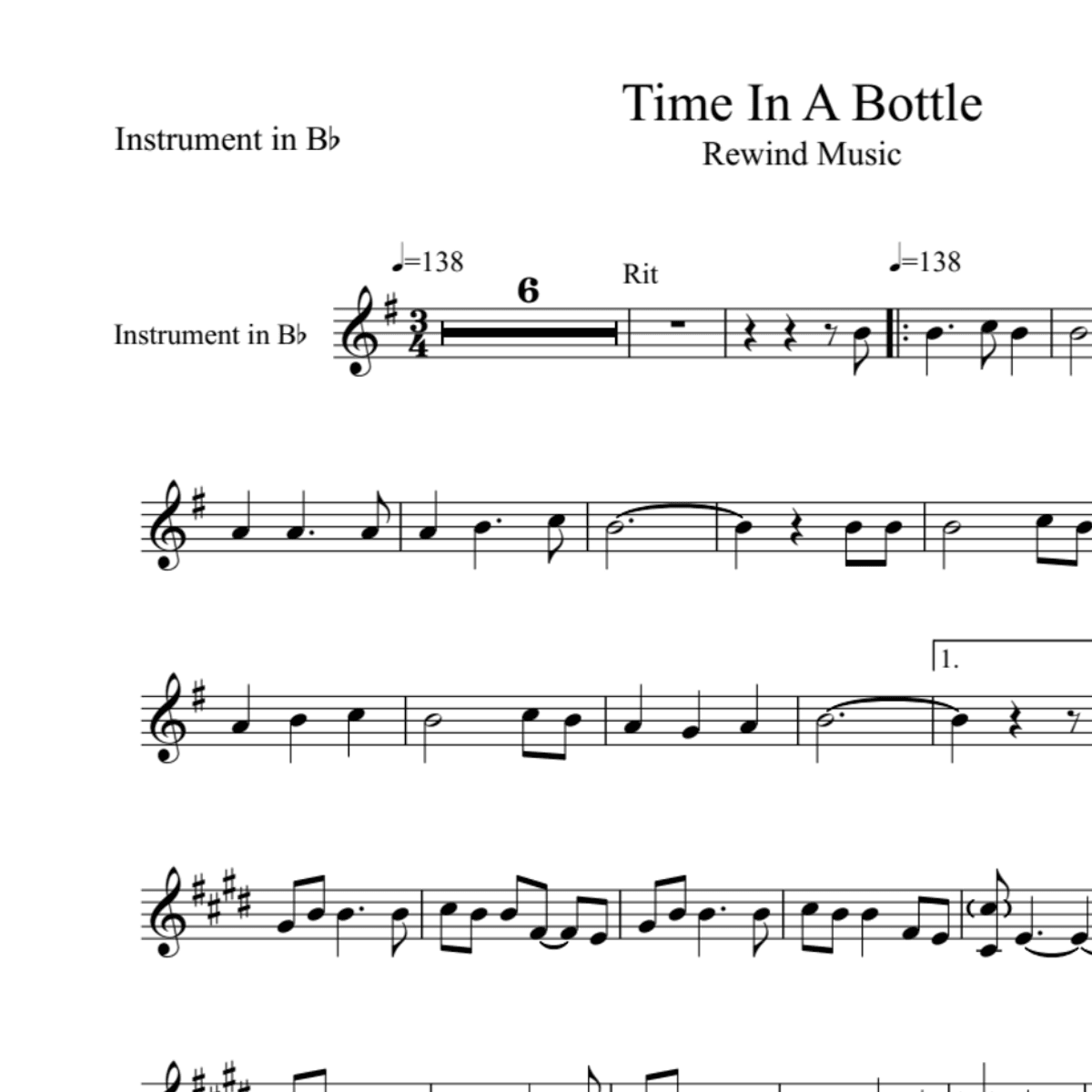 BT0192 Time In A Bottle Backing Track and Sheet Music