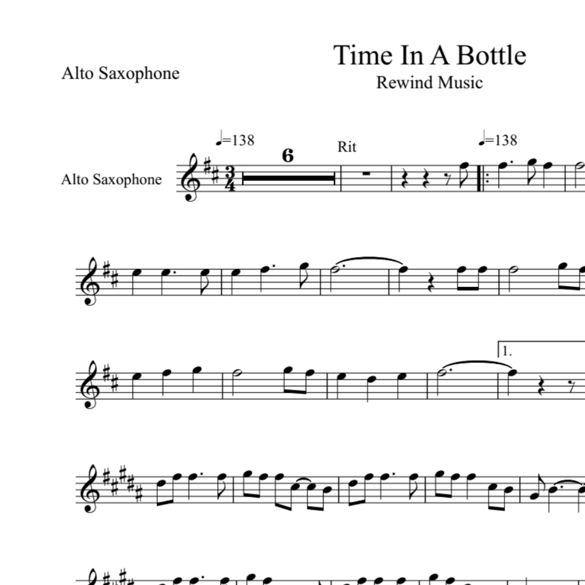 BT0192 Time In A Bottle Backing Track and Sheet Music