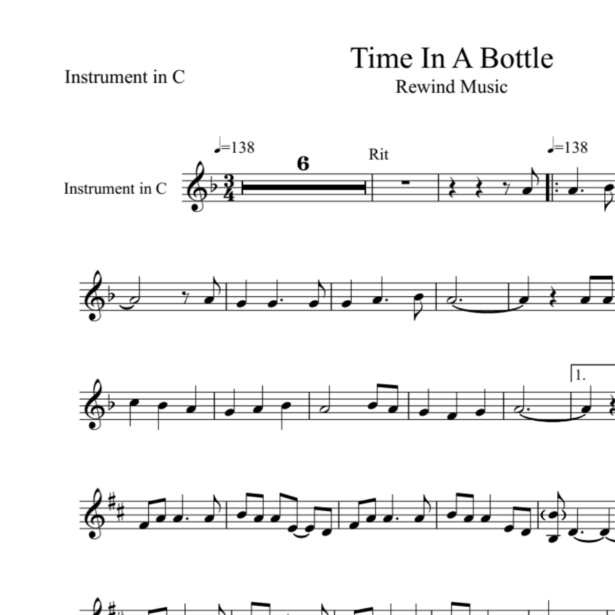 BT0192 Time In A Bottle Backing Track and Sheet Music