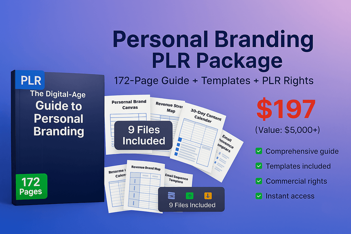 Complete Personal Branding PLR Package - 172-Page Guide + Templates + Marketing Materials
