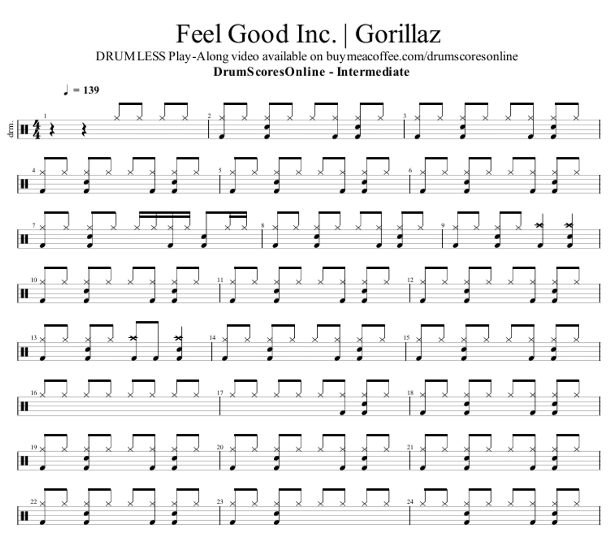 Feel Good Inc. - Gorillaz | Sheet Music PDF and GP Files