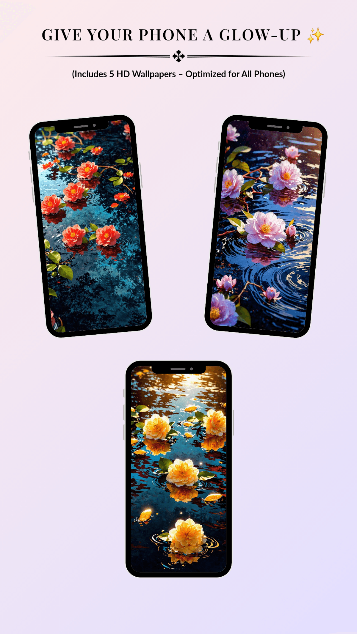 Dancing Camellias at Golden Hour 🌸 ( Pack of 5 )