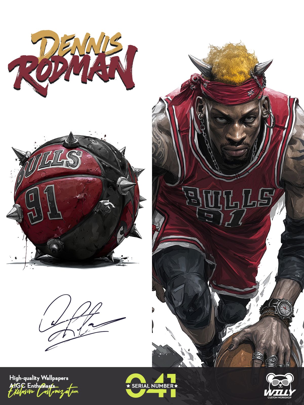 THE WORM-DennisRodman No.041｜LIVE Wallpaper (Android/IOS)