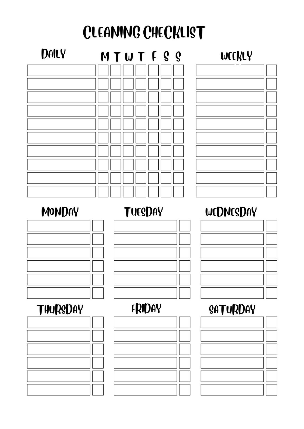 Cleaning Checklist!