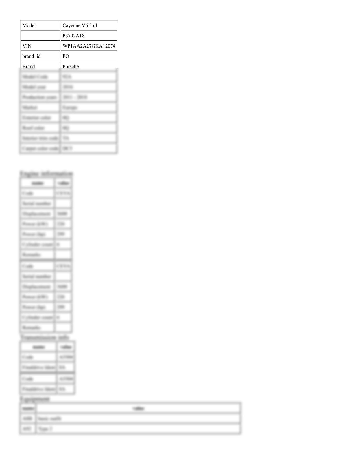 Build Sheet VIN WP1AA2A27GKA12074