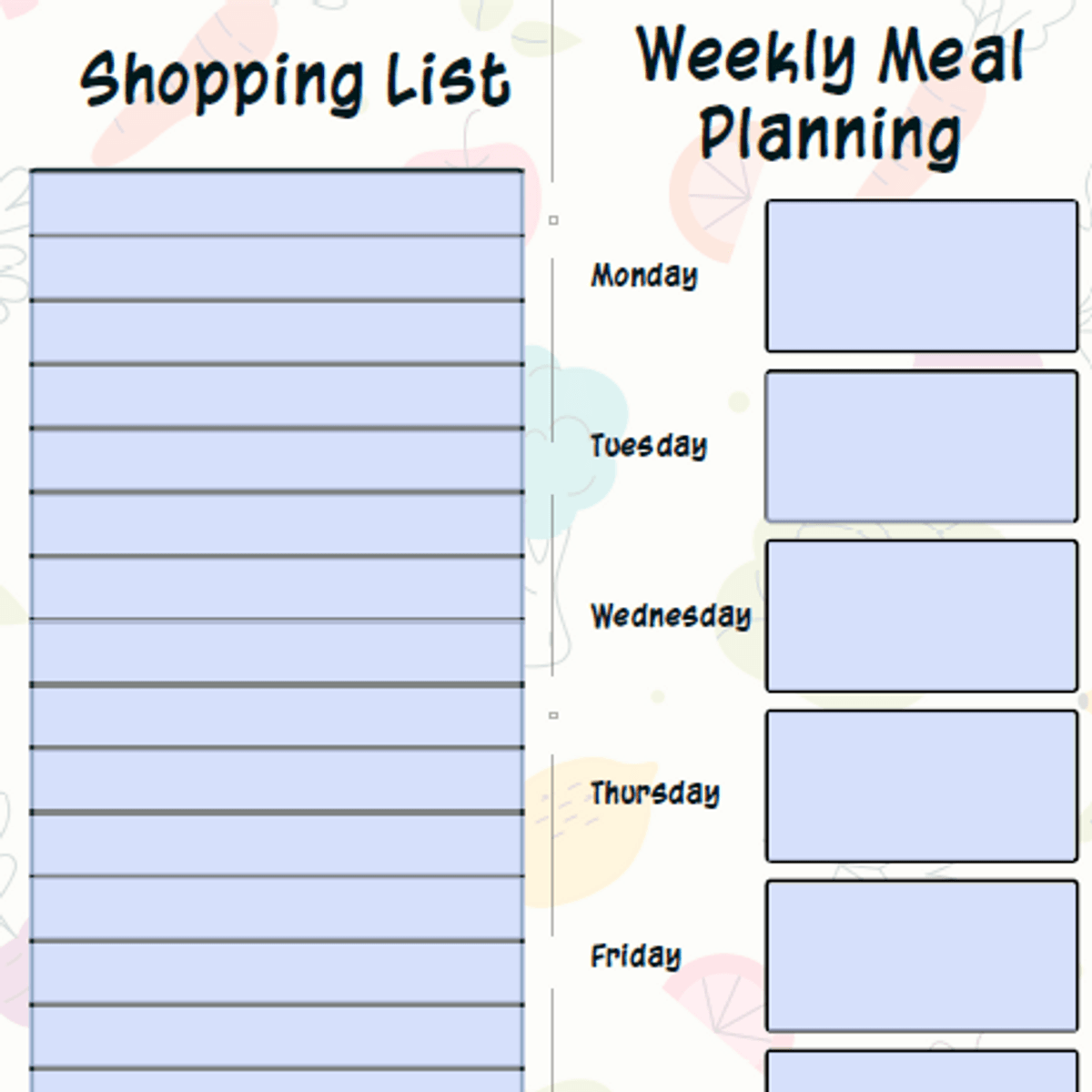 Meal Planner and Shopping List