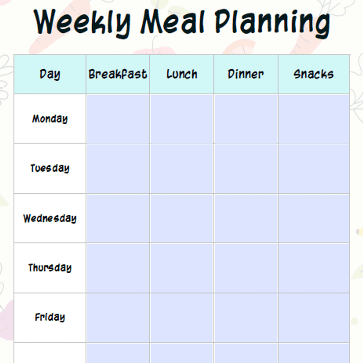 Meal Planner and Shopping List