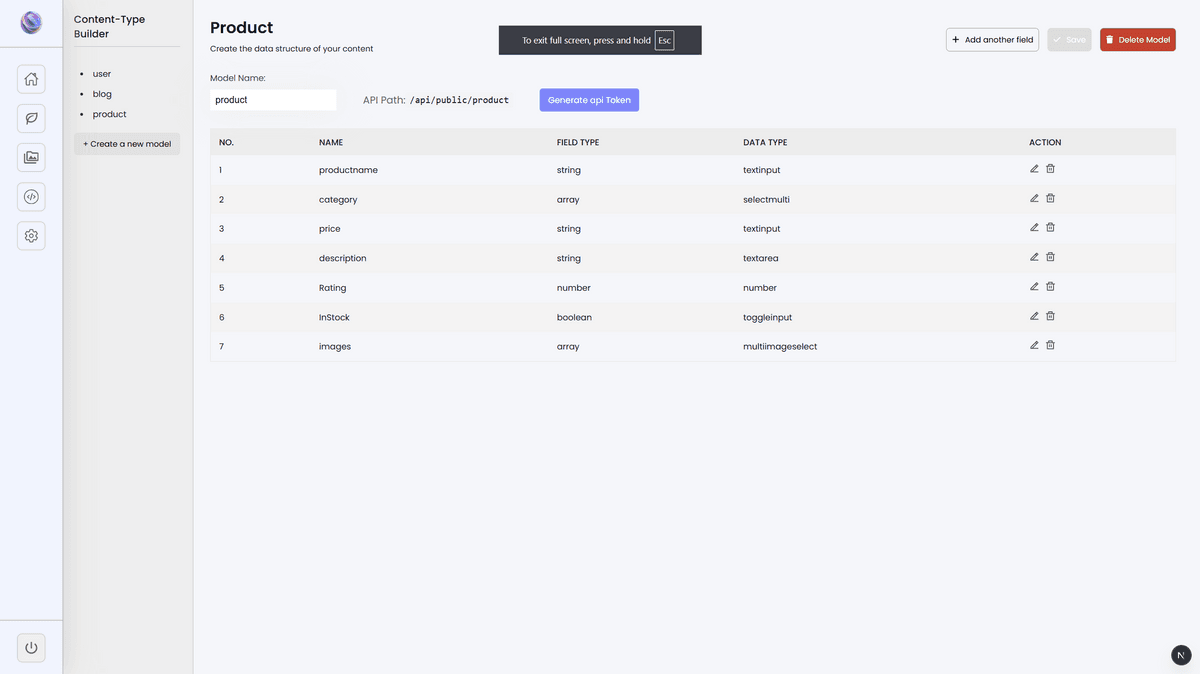 Dynamic Backend with Auto-Generated APIs & Admin Panel