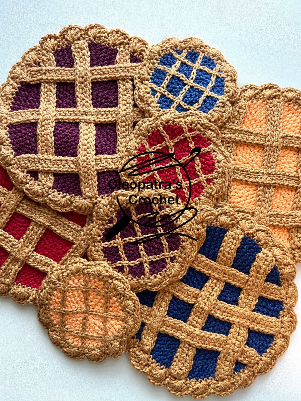 Lattice Pie Hot Pad & Coaster Crochet Patterns Bundle - PDF Download