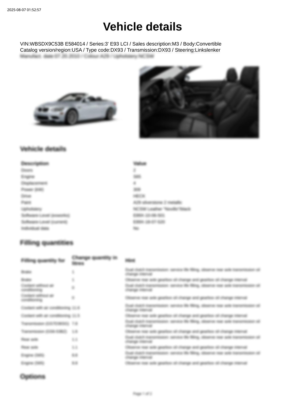 Build Sheet VIN WBSDX9C53BE584014
