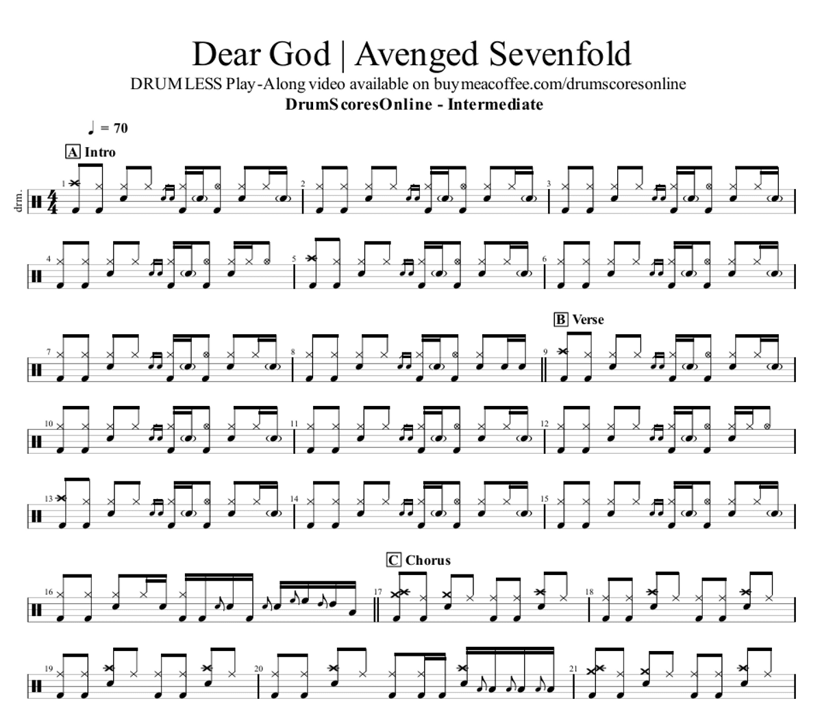 Dear God - Avenged Sevenfold | Sheet Music PDF and GP Files