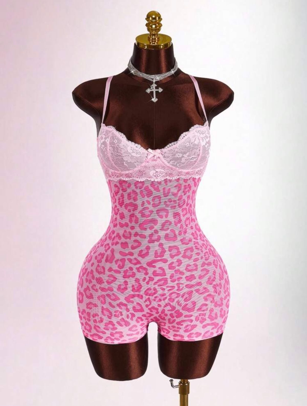 Pink cheetah print romper