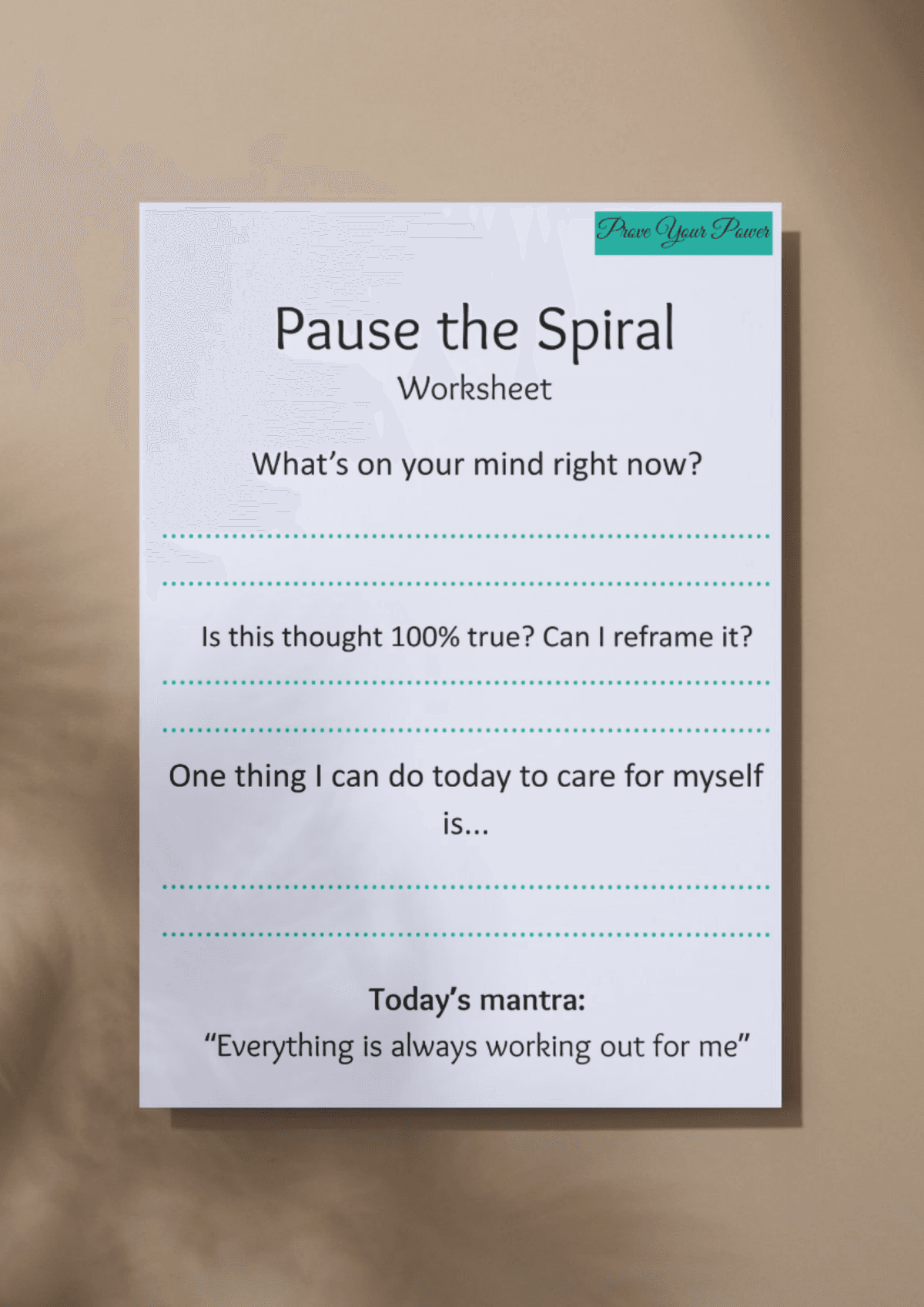 Pause the Spiral Worksheet