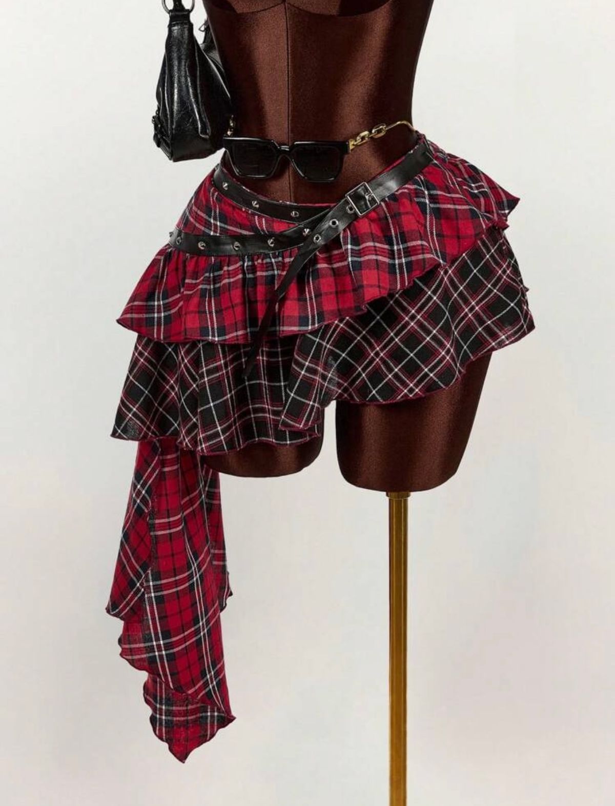 Asymmetrical plaid skirt