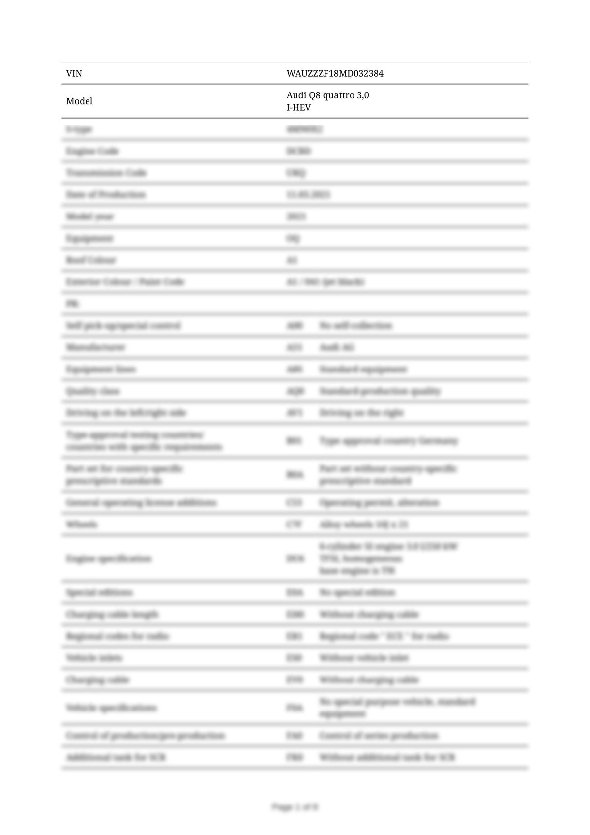 Build Sheet VIN WAUZZZF18MD032384