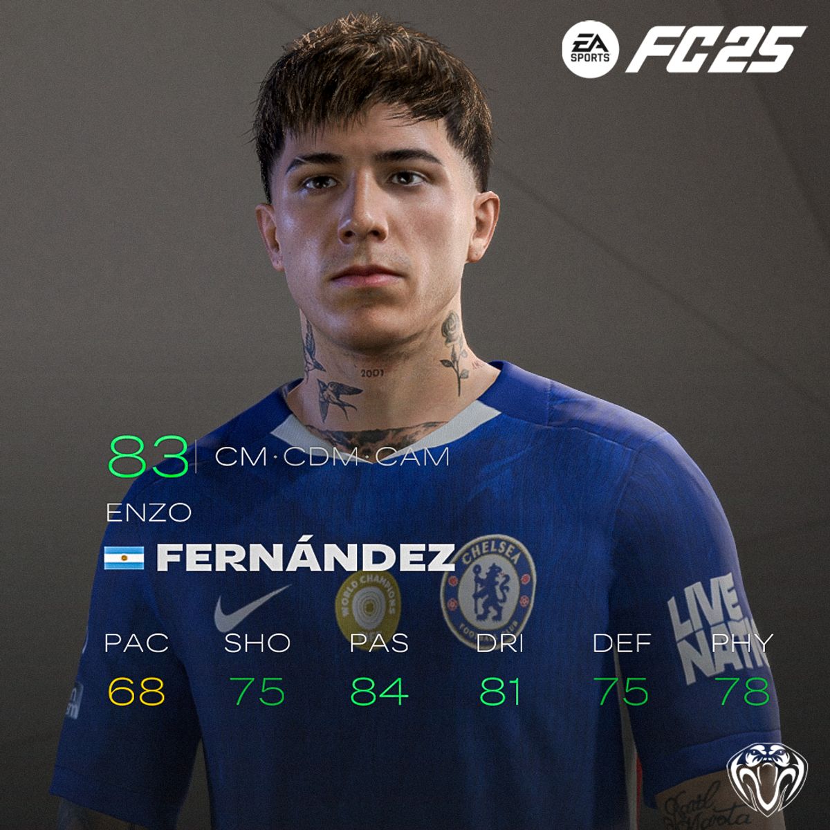 Enzo Fern&aacute;ndez Face For FC25