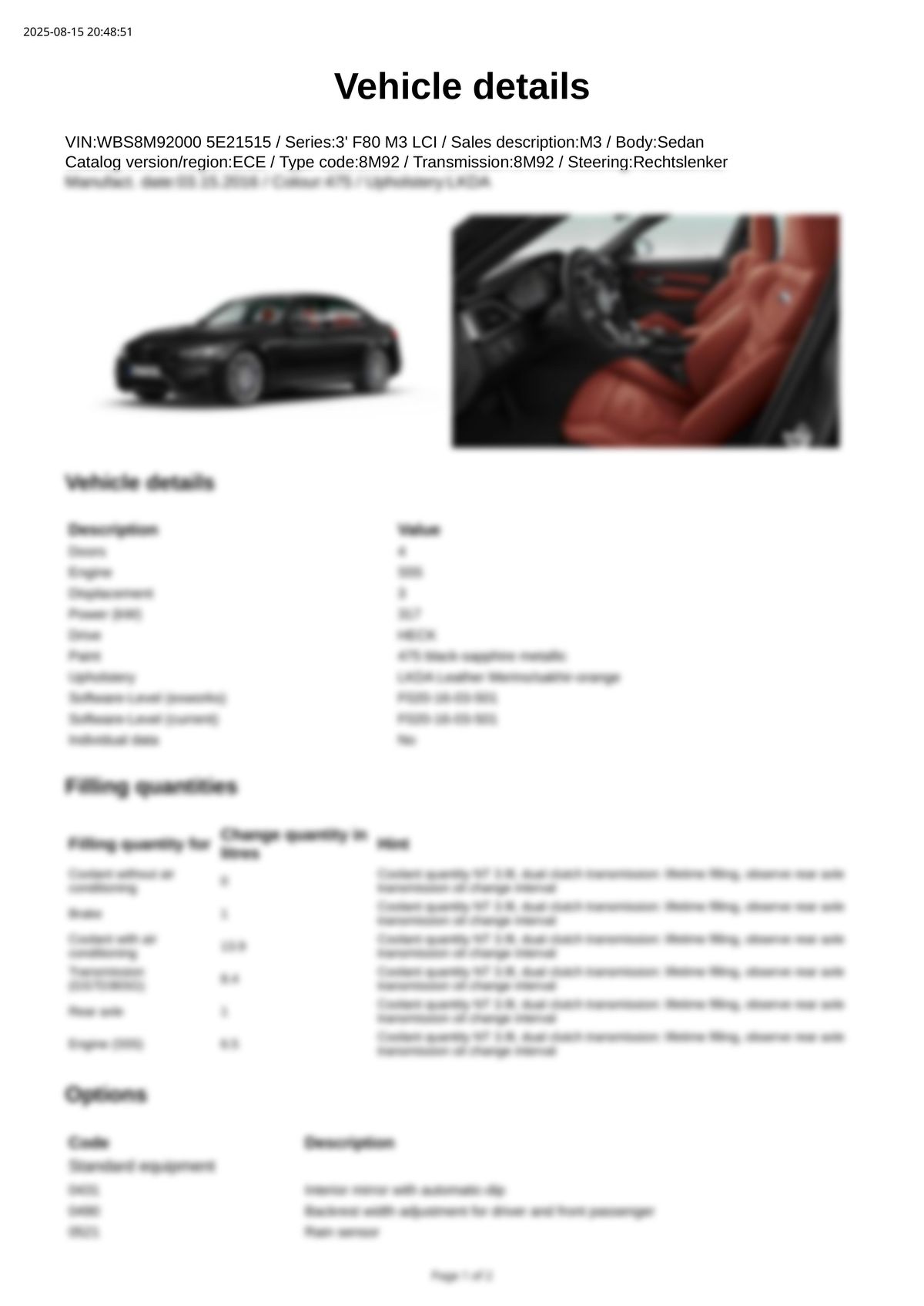 Build Sheet VIN WBS8M920005E21515