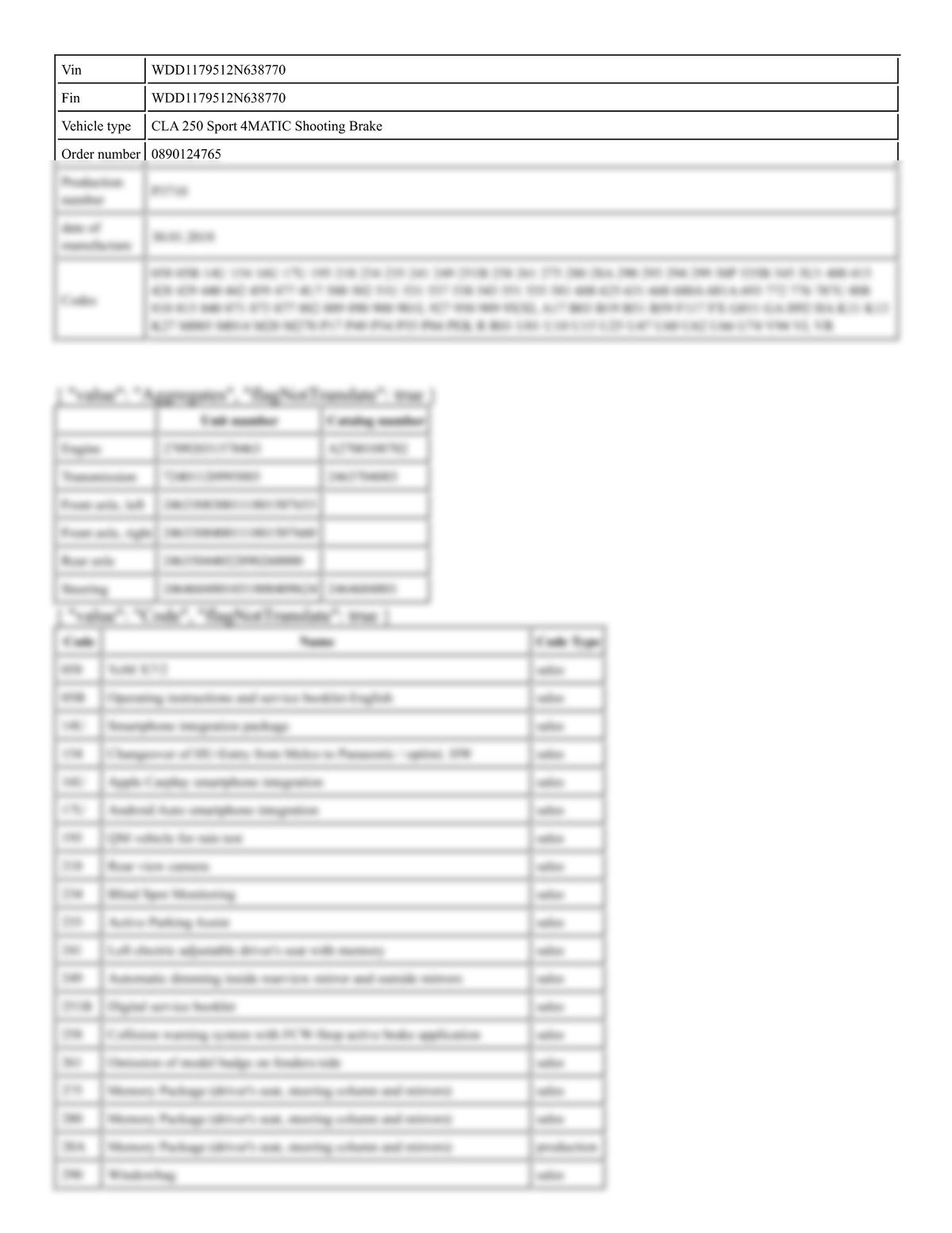 Build Sheet VIN WDD1179512N638770