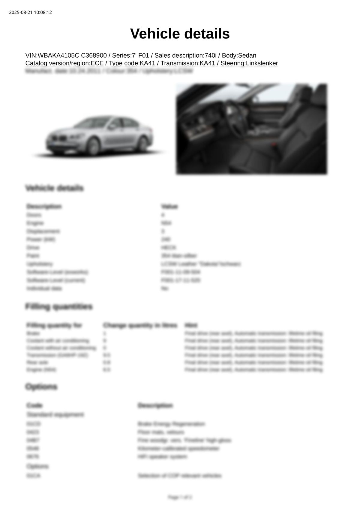 Build Sheet VIN WBAKA4105CC368900