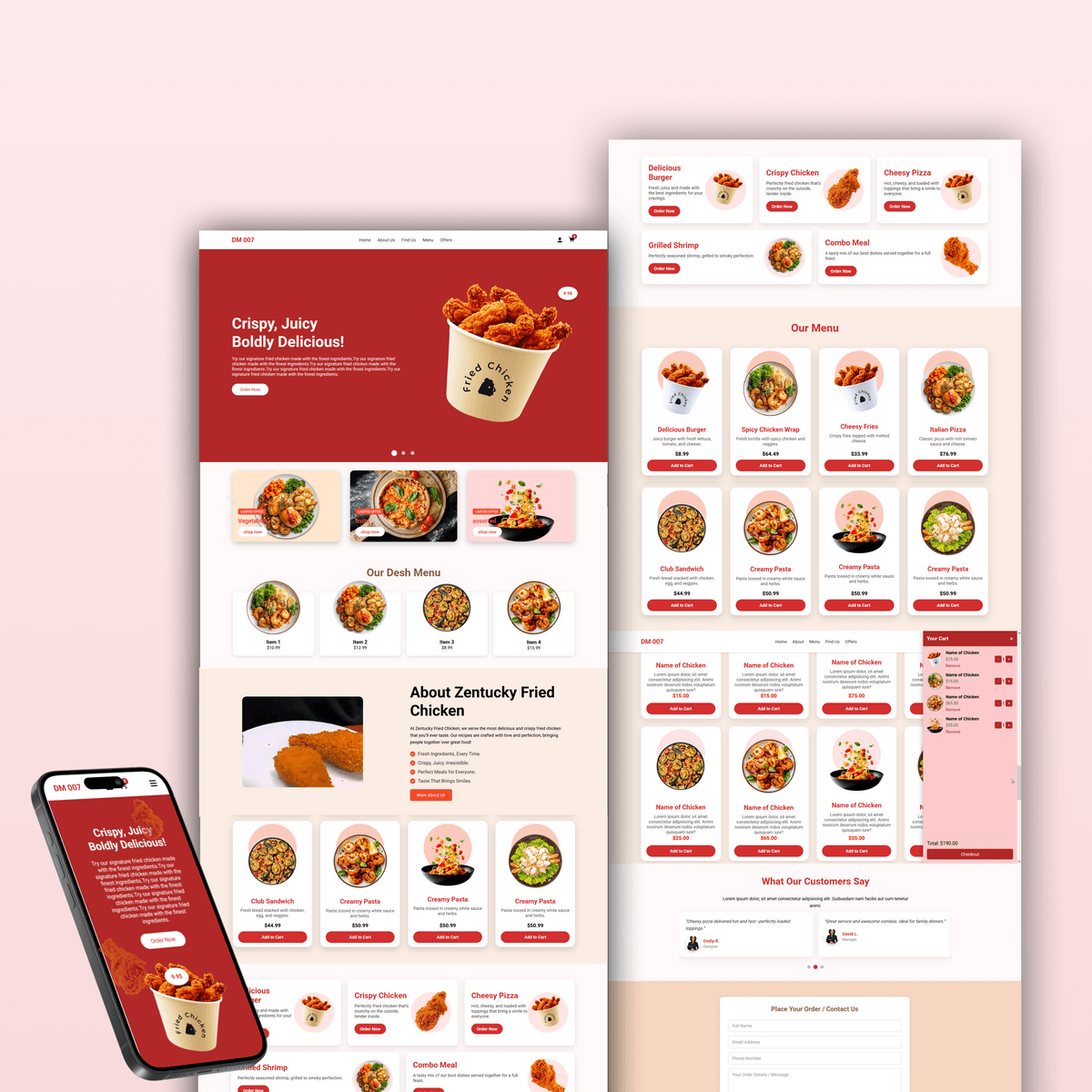 Responsive Fried Chicken Website | Restaurant Website Design