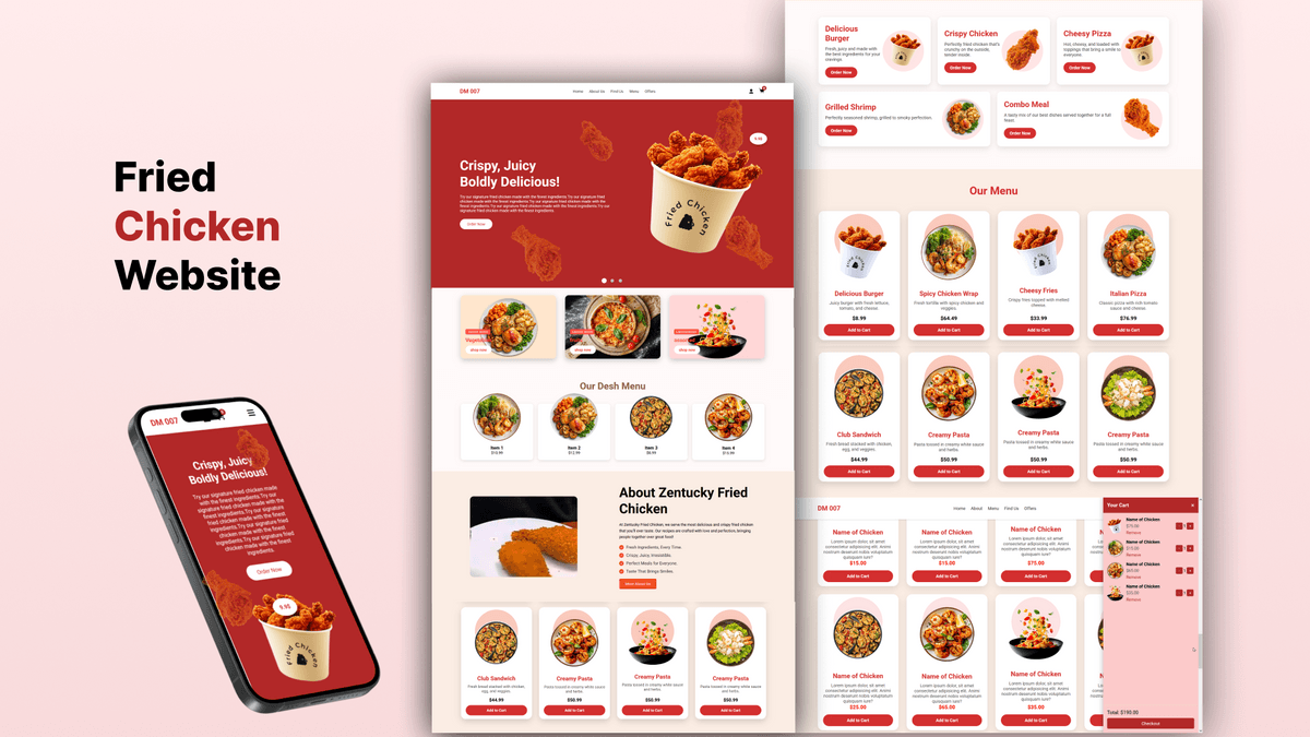 Responsive Fried Chicken Website | Restaurant Website Design