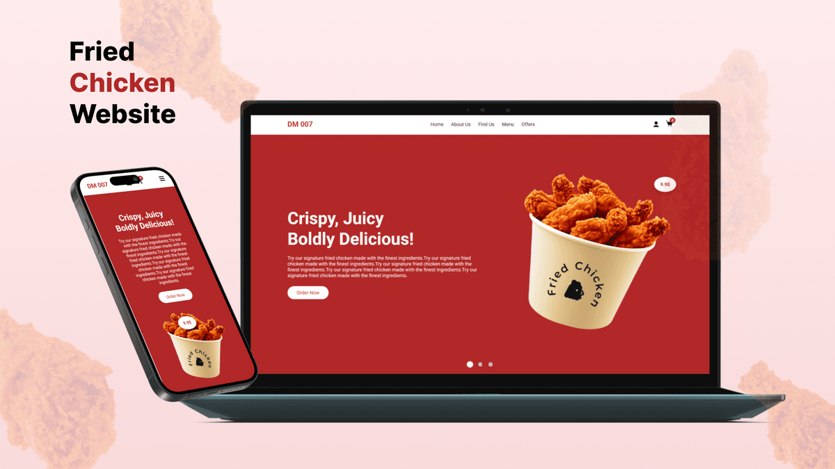Responsive Fried Chicken Website | Restaurant Website Design