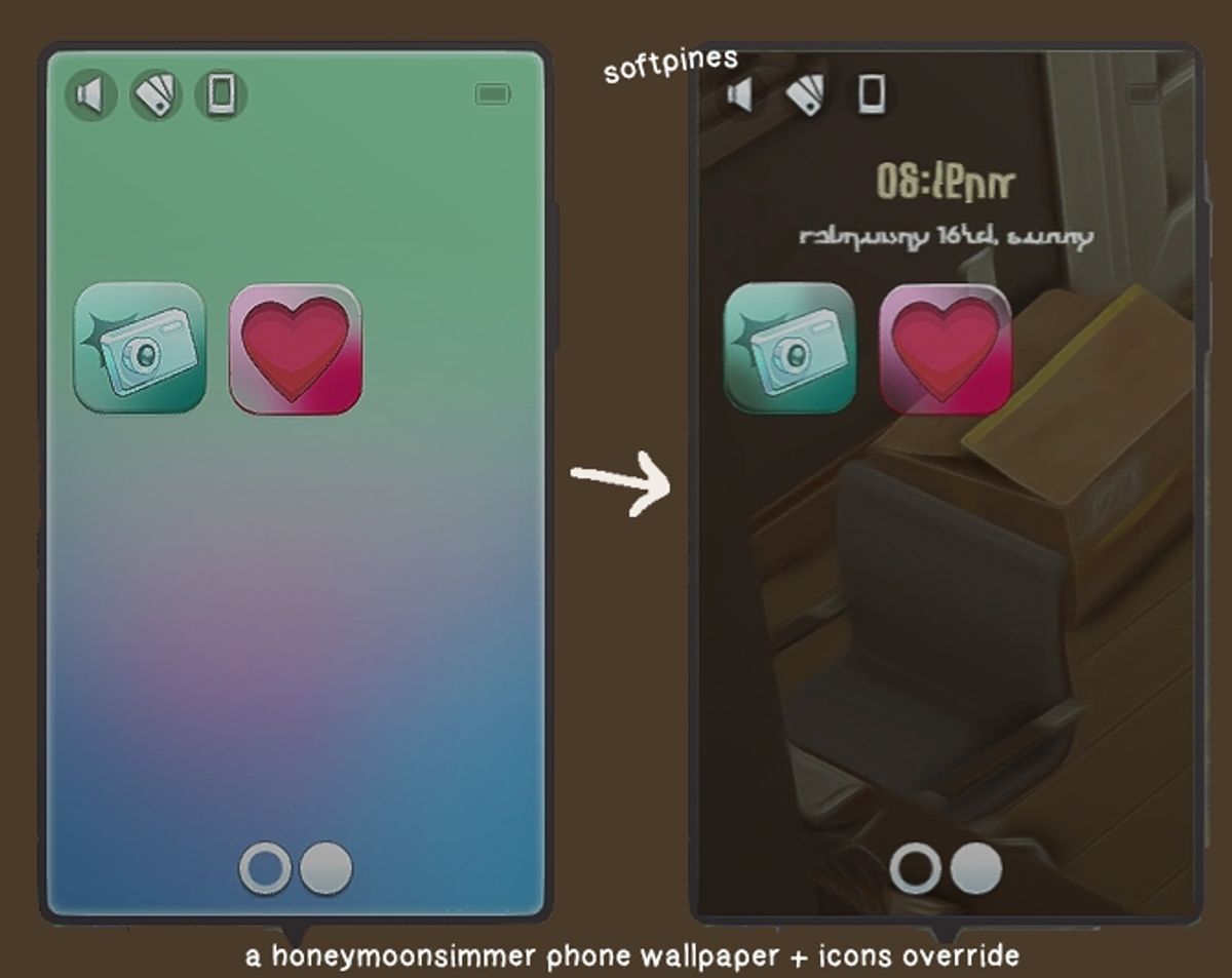 softpines - a phone wallpaper and icons override by honeymoonsimmer ☕🍪