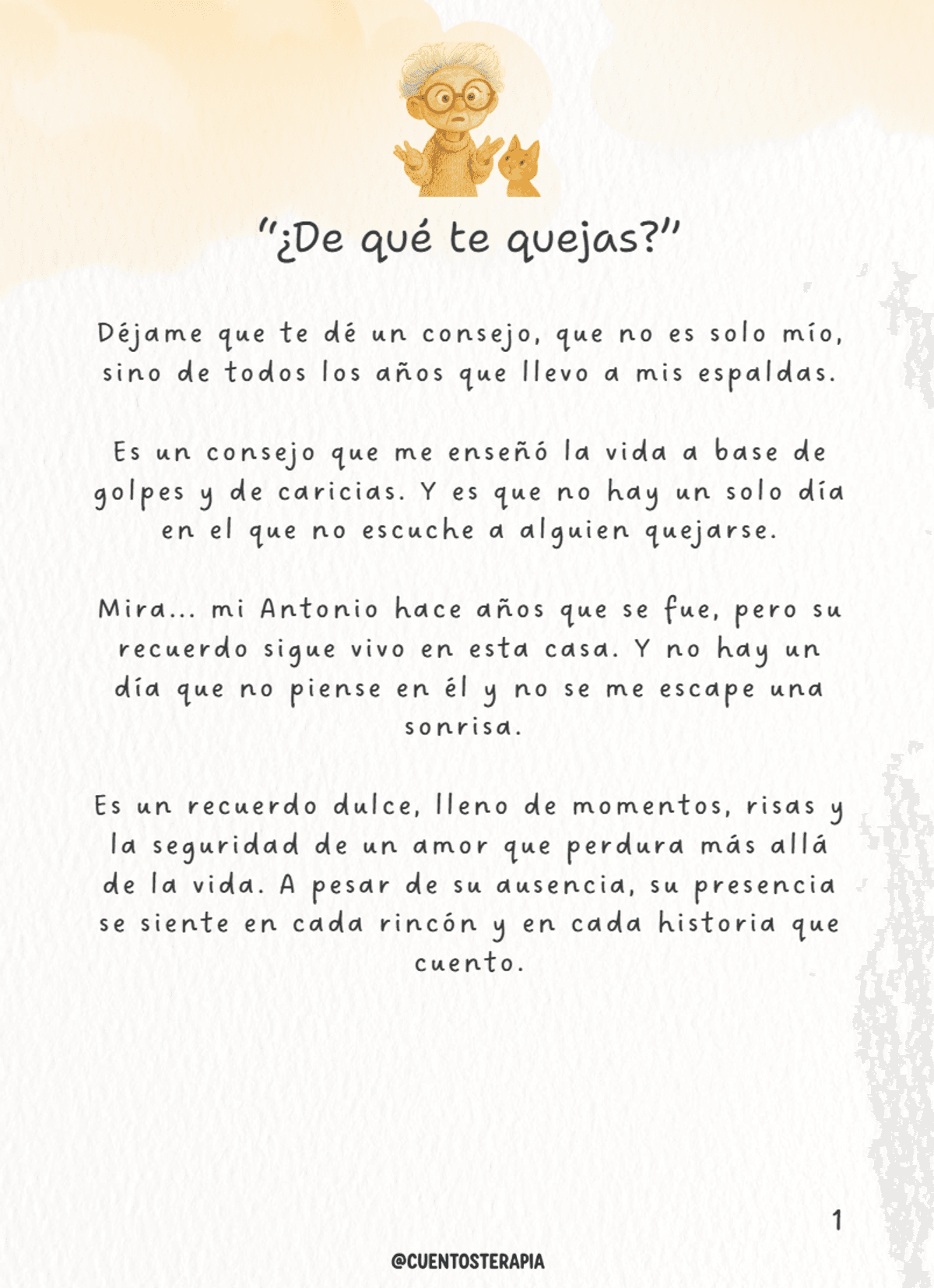 &iquest;De que te quejas? - Cuento PDF de 14 paginas con ilustraciones.