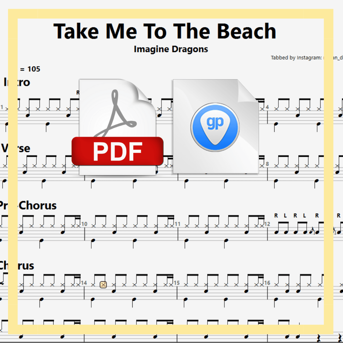 🎶DRUM SHEETS🎶 Imagine Dragons - Take Me To The Beach