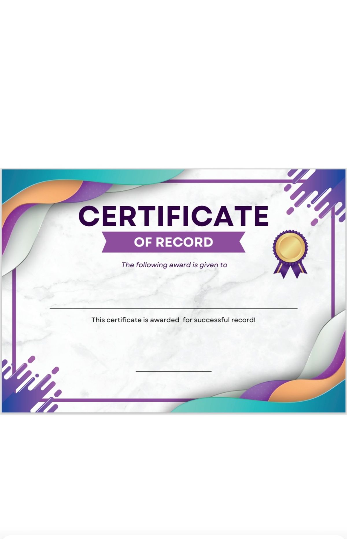 FREE CERTIFICATE OF RECORD