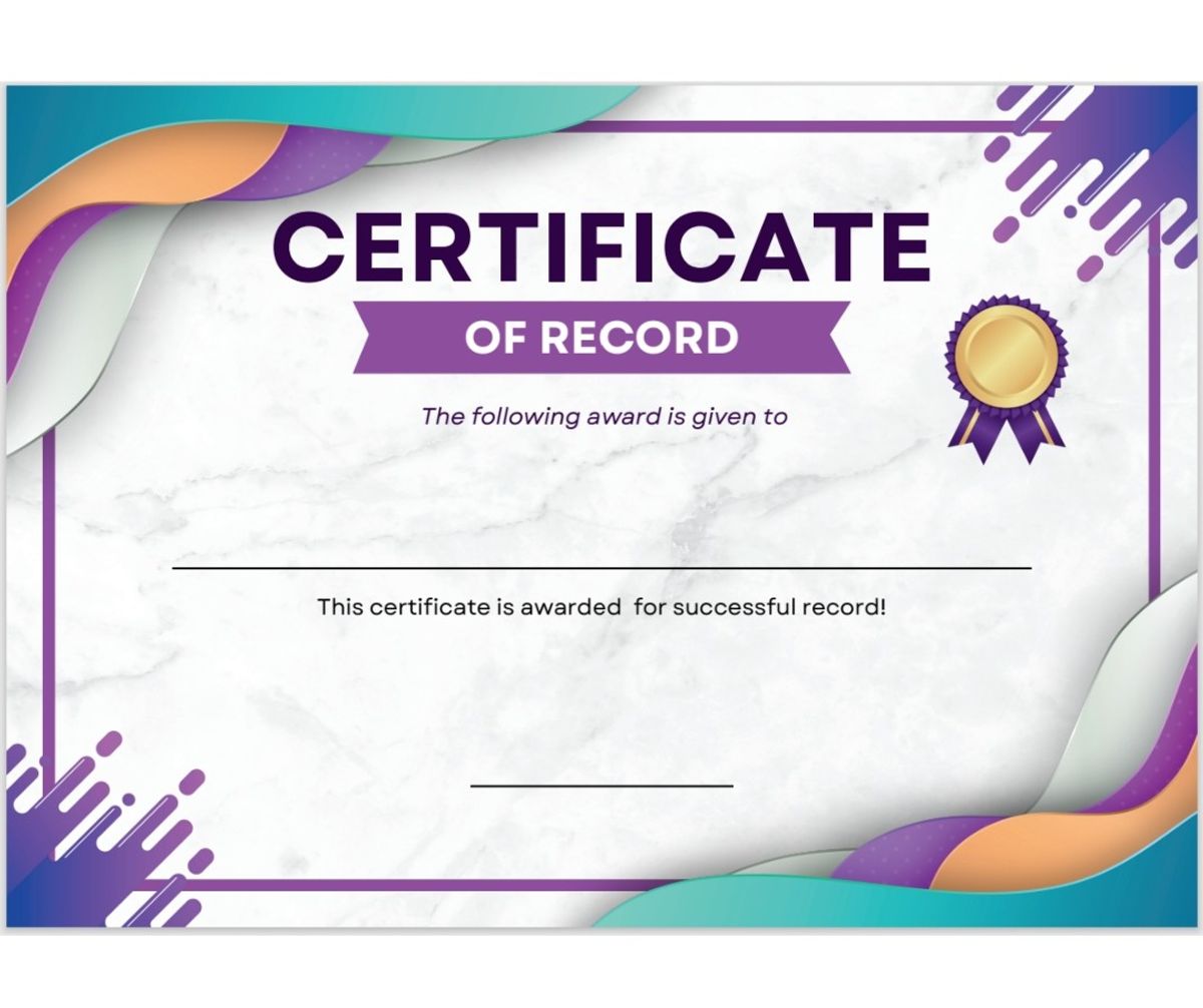 FREE CERTIFICATE OF RECORD