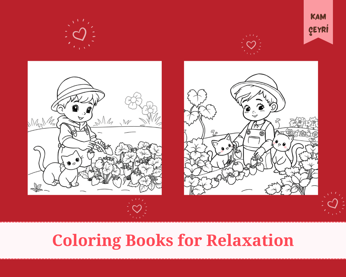 4 Pieces of Cozy Farm: Super Cute Characters Coloring Book